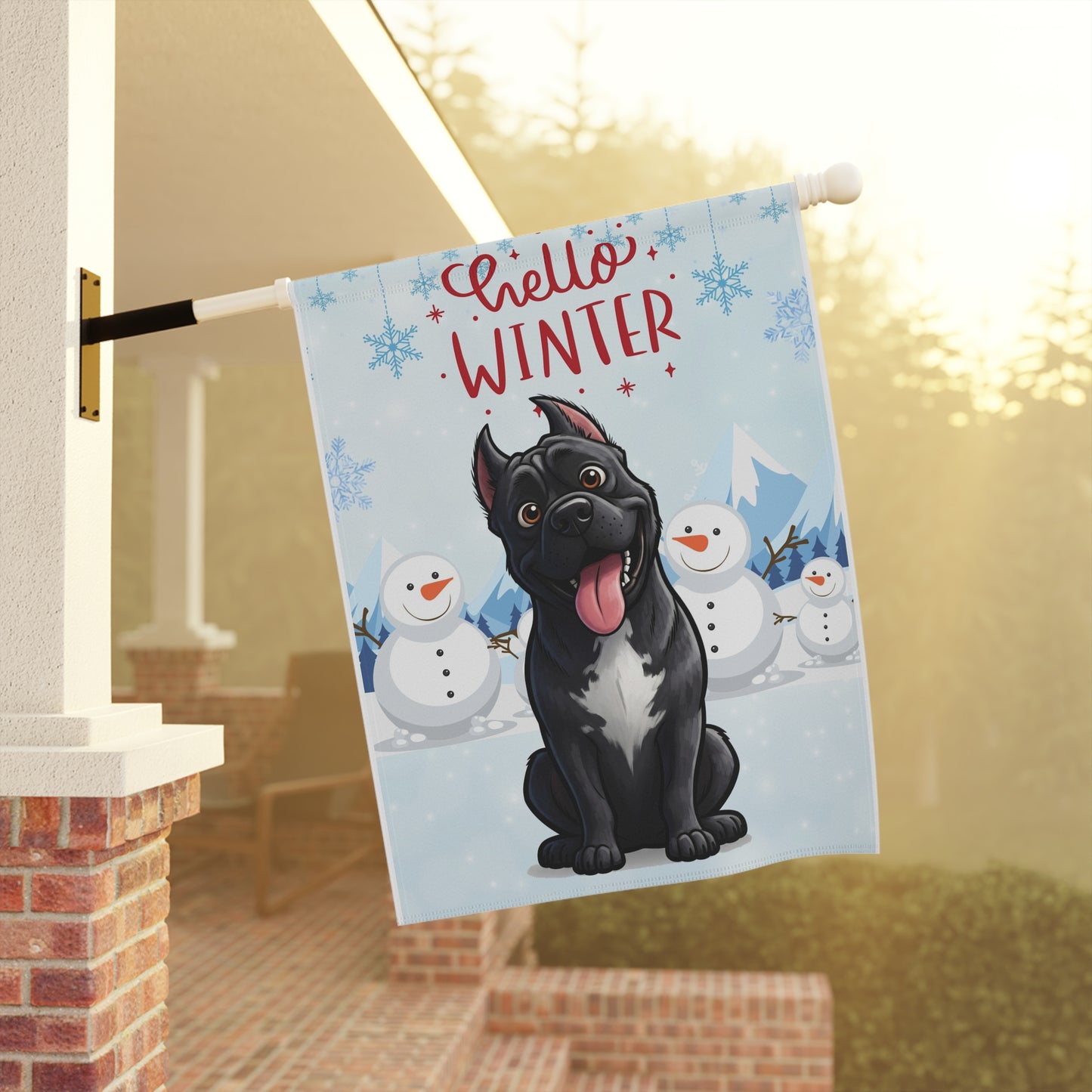 Cane Corso Hello Winter Garden Banner