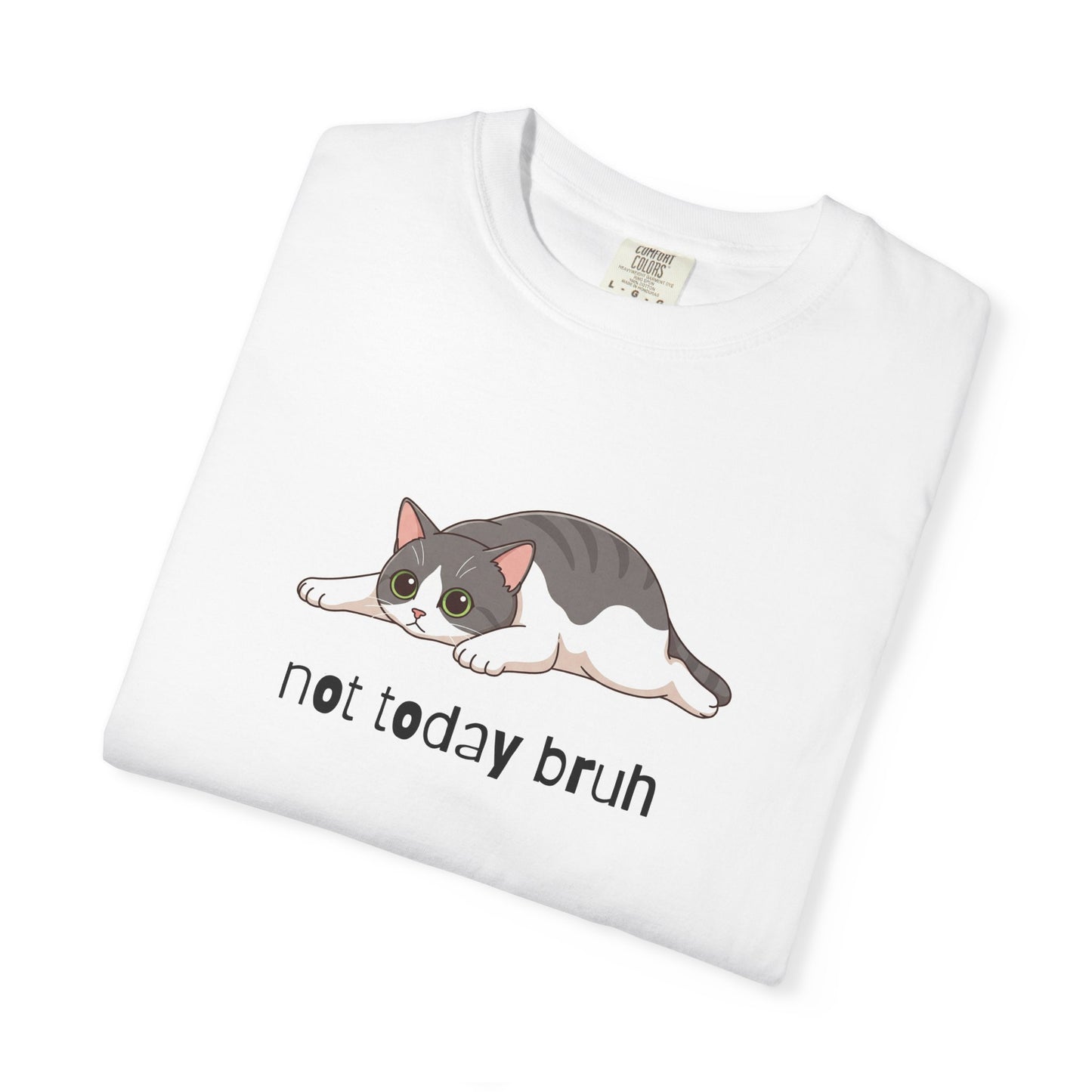 Short hair bi-color gray cat Not Today Bruh T-Shirt
