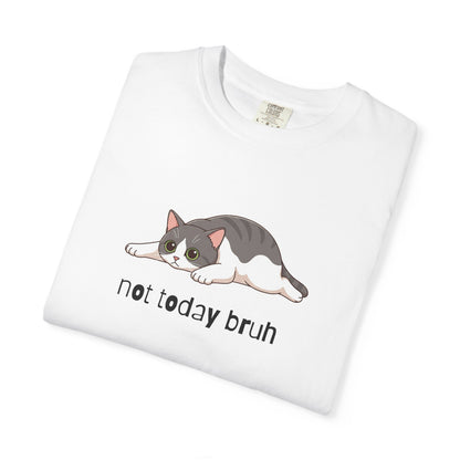 Short hair bi-color gray cat Not Today Bruh T-Shirt