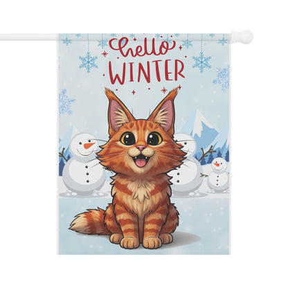 Maine Coon Hello Winter Garden Banner