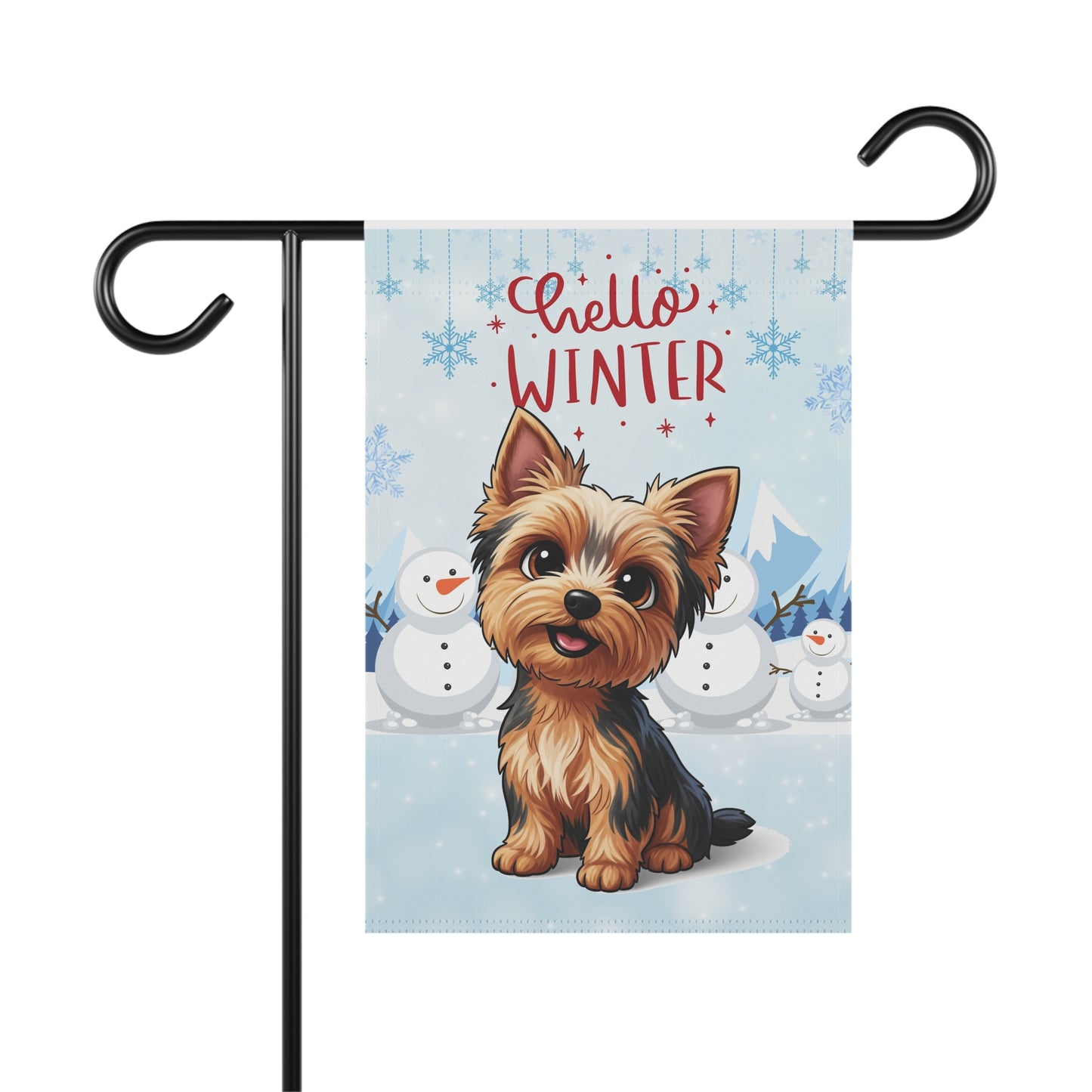 Yorkie Hello Winter Garden Banner