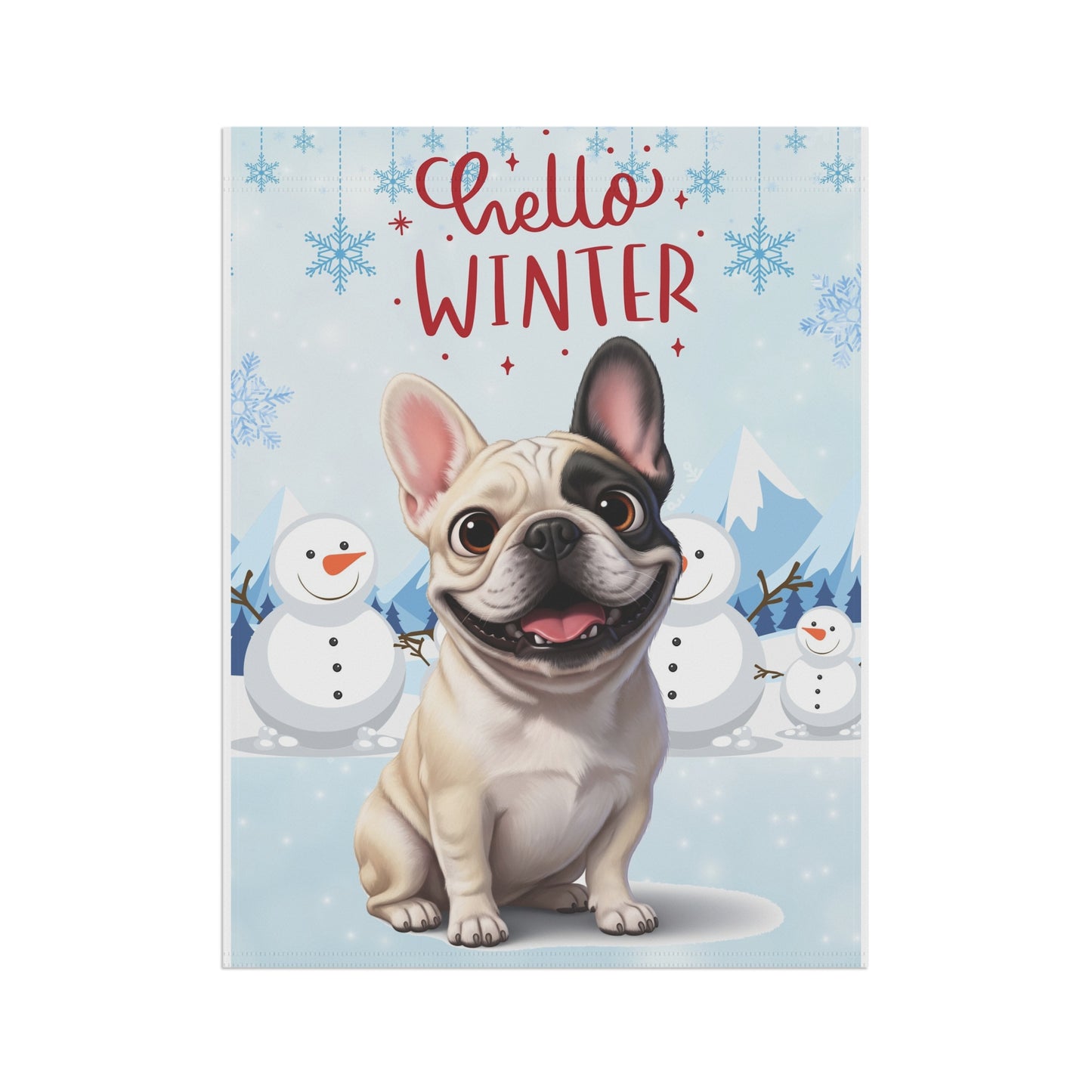 Frenchie Hello Winter Garden Banner