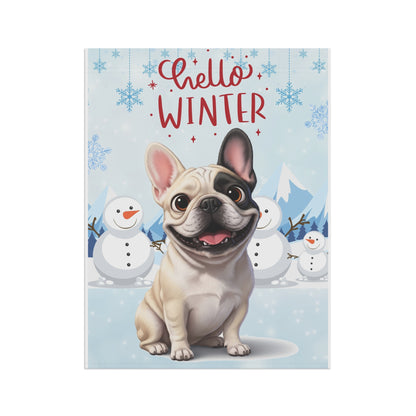 Frenchie Hello Winter Garden Banner