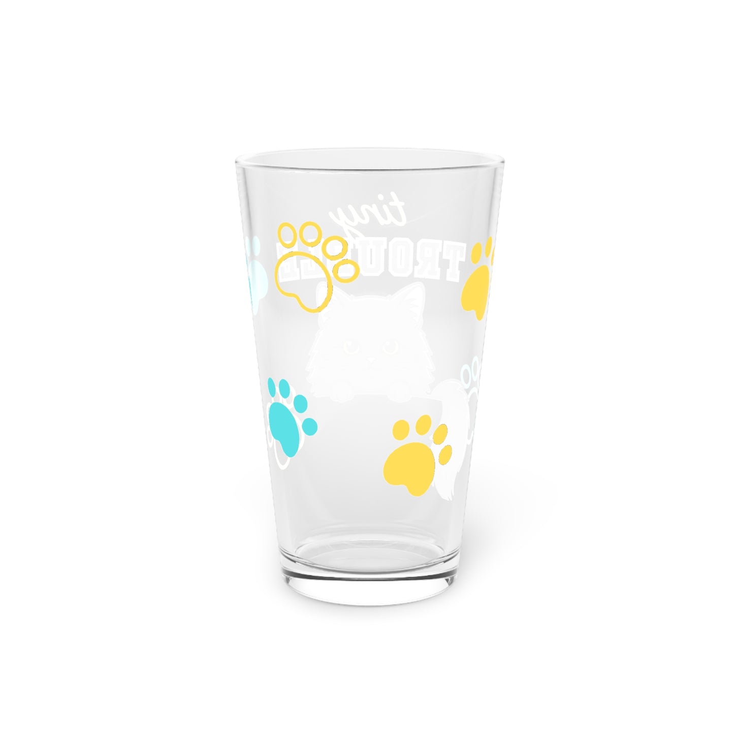 Long hair black cat Tiny Trouble Pint Glass