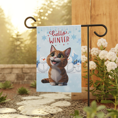Munchkin Cat Hello Winter Garden Banner