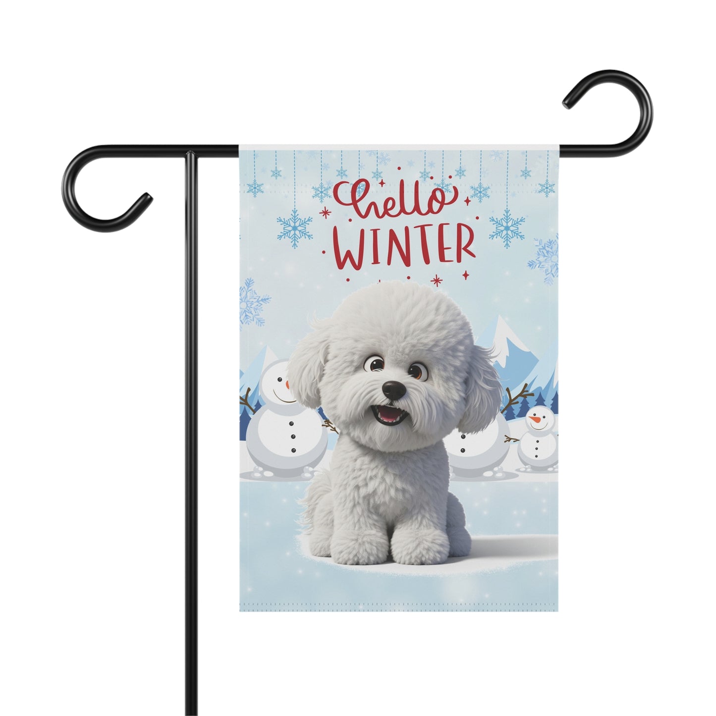 Bichon Frise Hello Winter Garden Banner