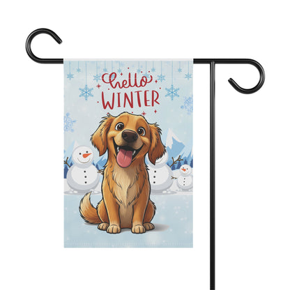 Golden Retriever Hello Winter Garden Banner