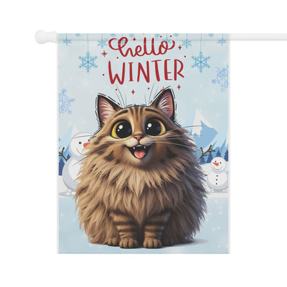 Siberian Cat Hello Winter Garden Banner