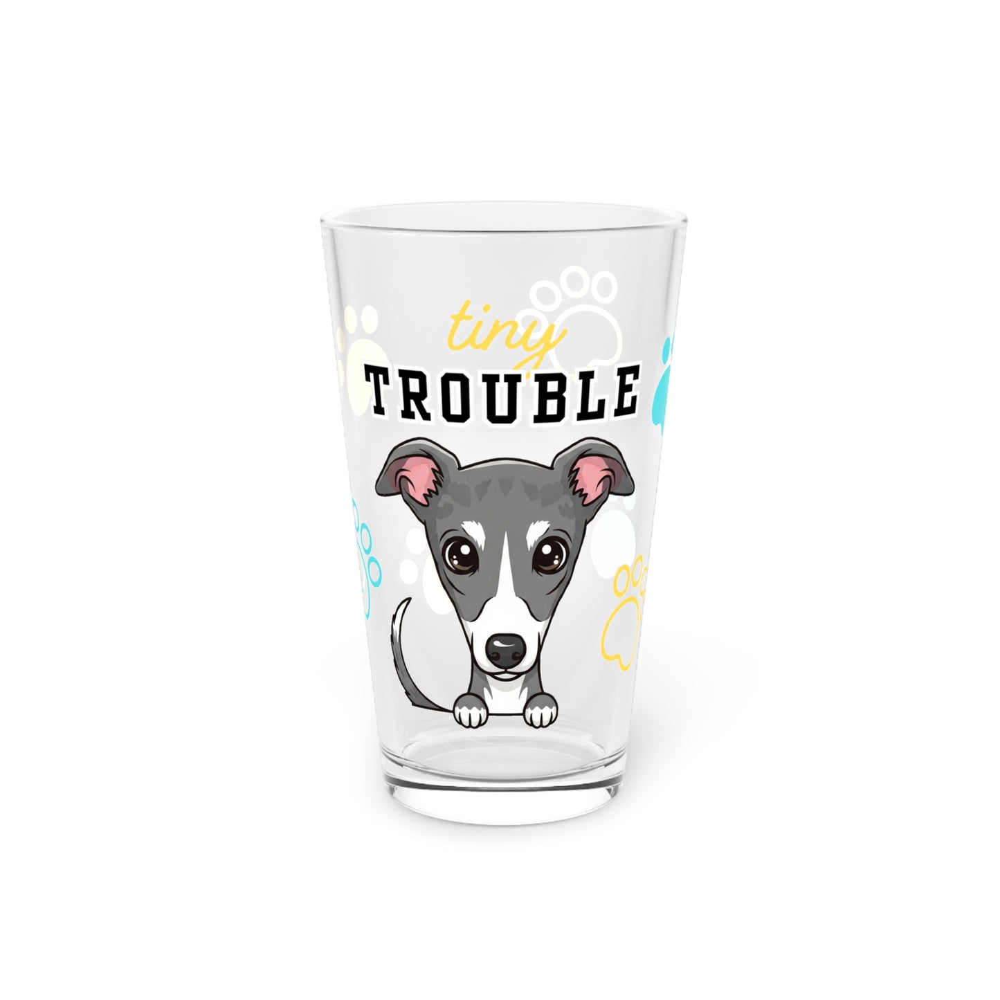 Greyhound Tiny Trouble Pint Glass