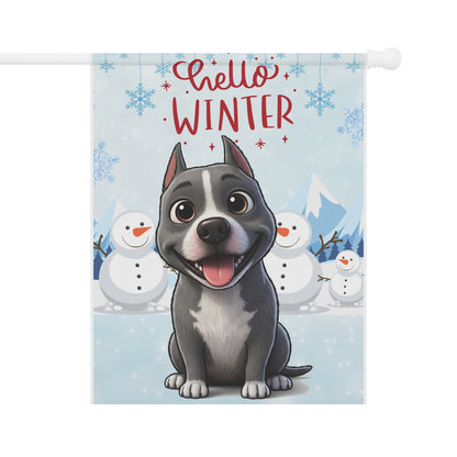 Staffy Hello Winter Garden Banner