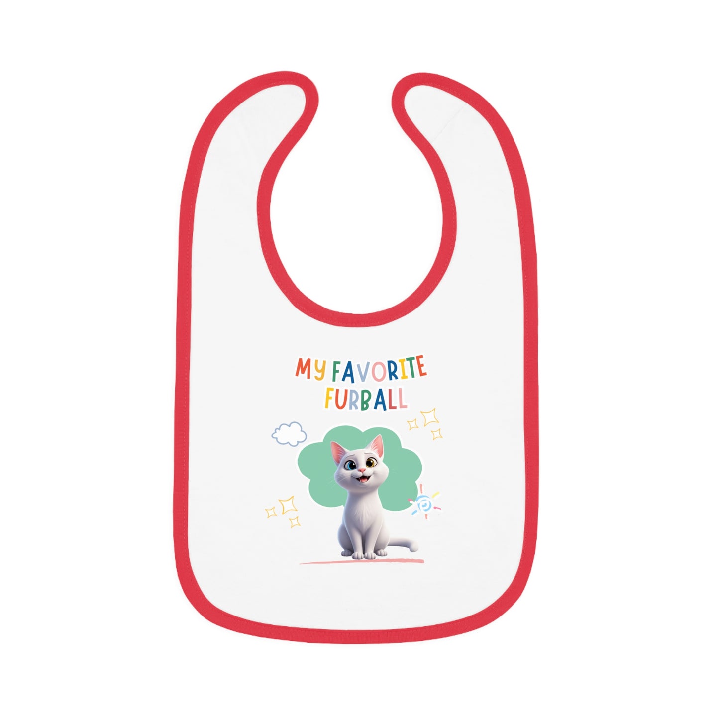 Shorthair White Cat Favorite Furball Baby Bib