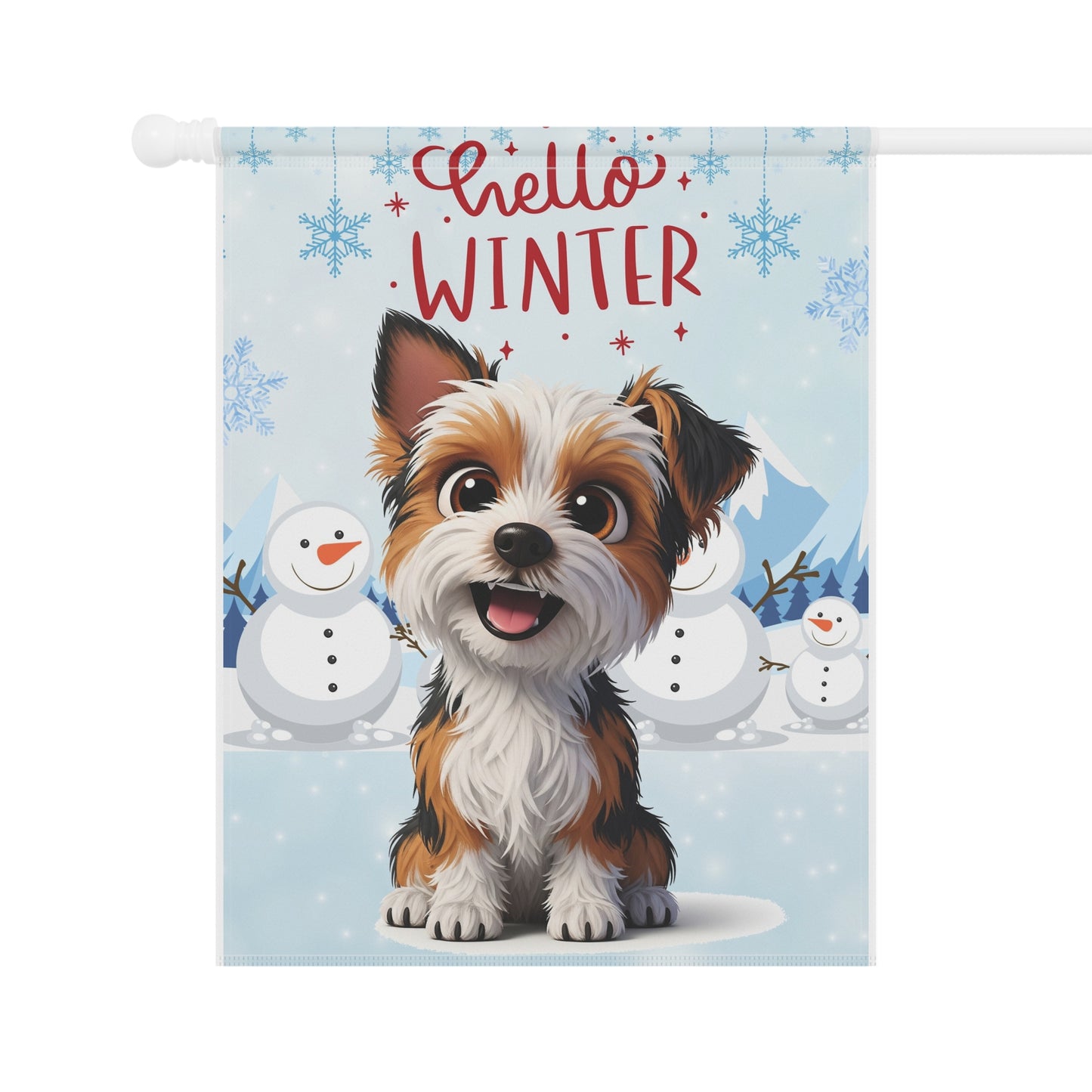 Yorkie Hello Winter Garden Banner