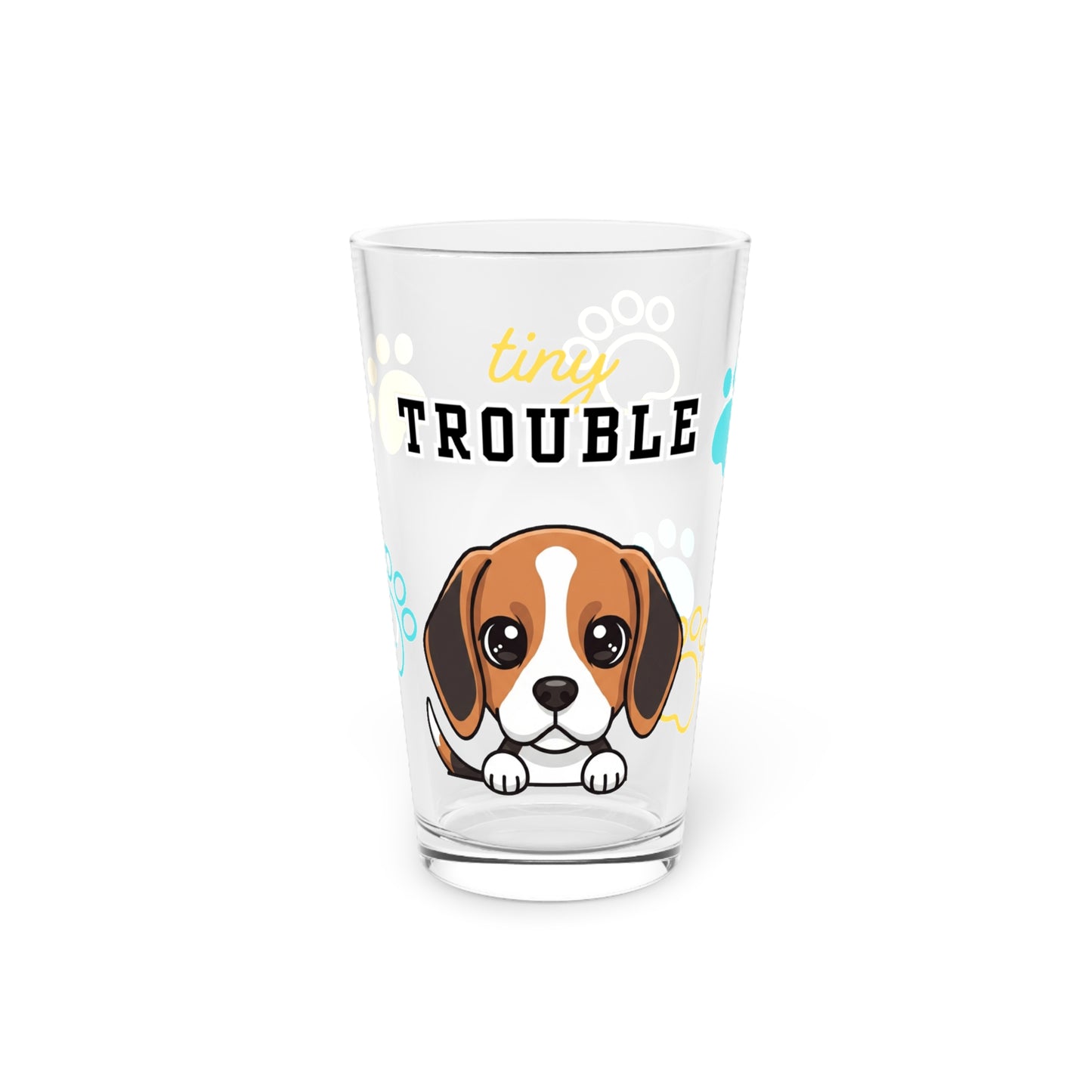 Beagle Tiny Trouble Pint Glass