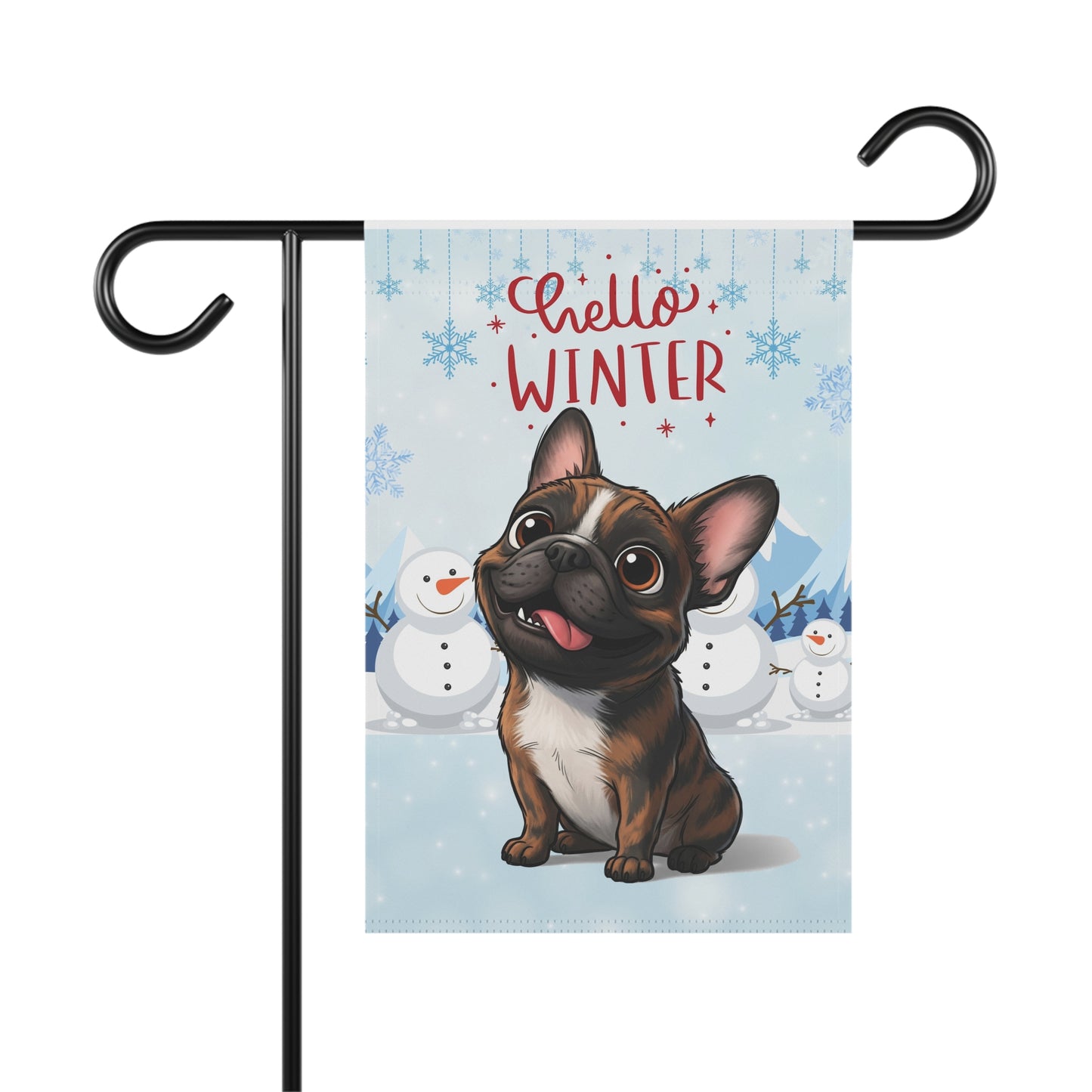 Frenchie Hello Winter Garden Banner