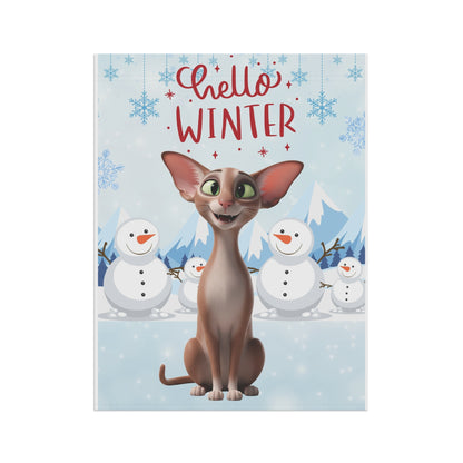 Oriental Shorthair Cat Hello Winter Garden Banner