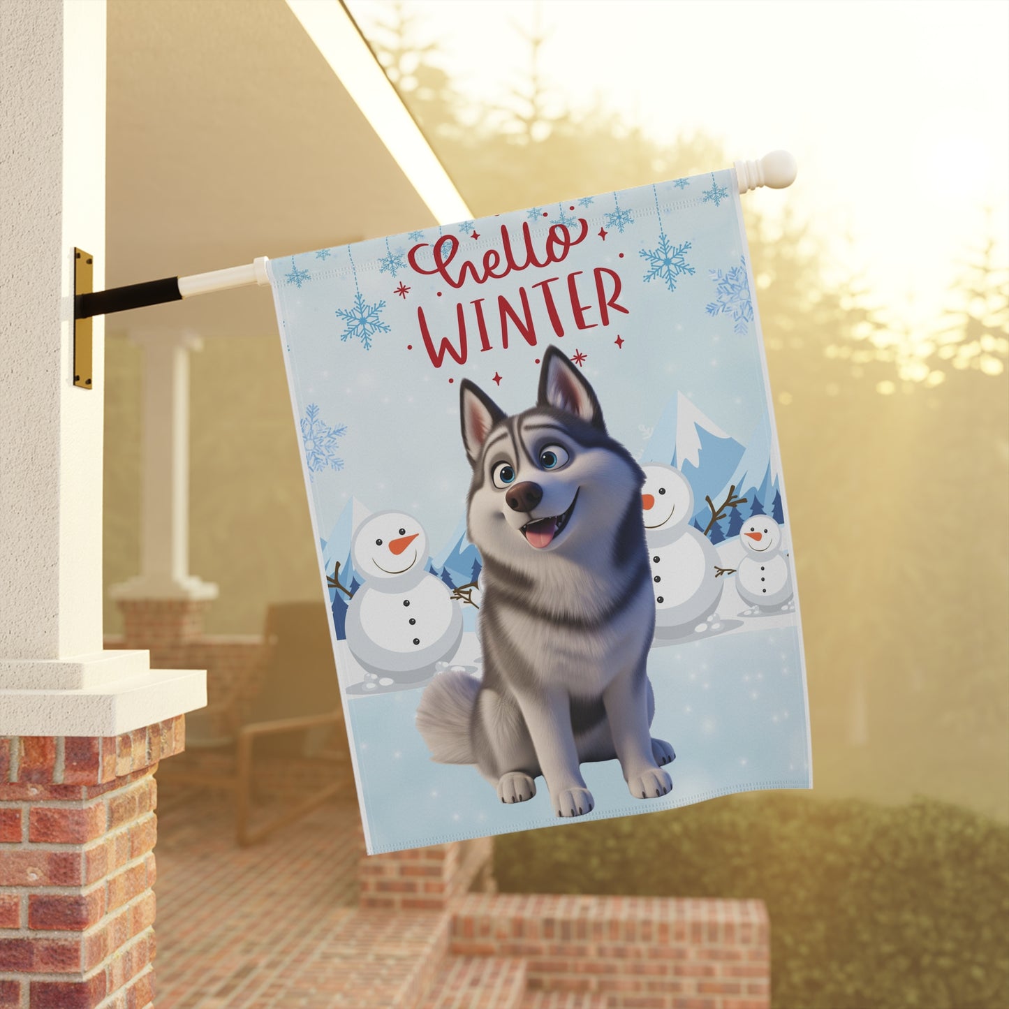 Husky Hello Winter Garden Banner