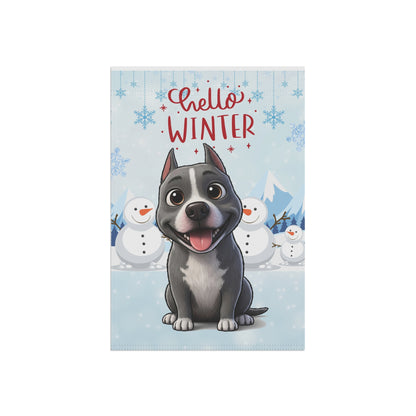 Staffy Hello Winter Garden Banner