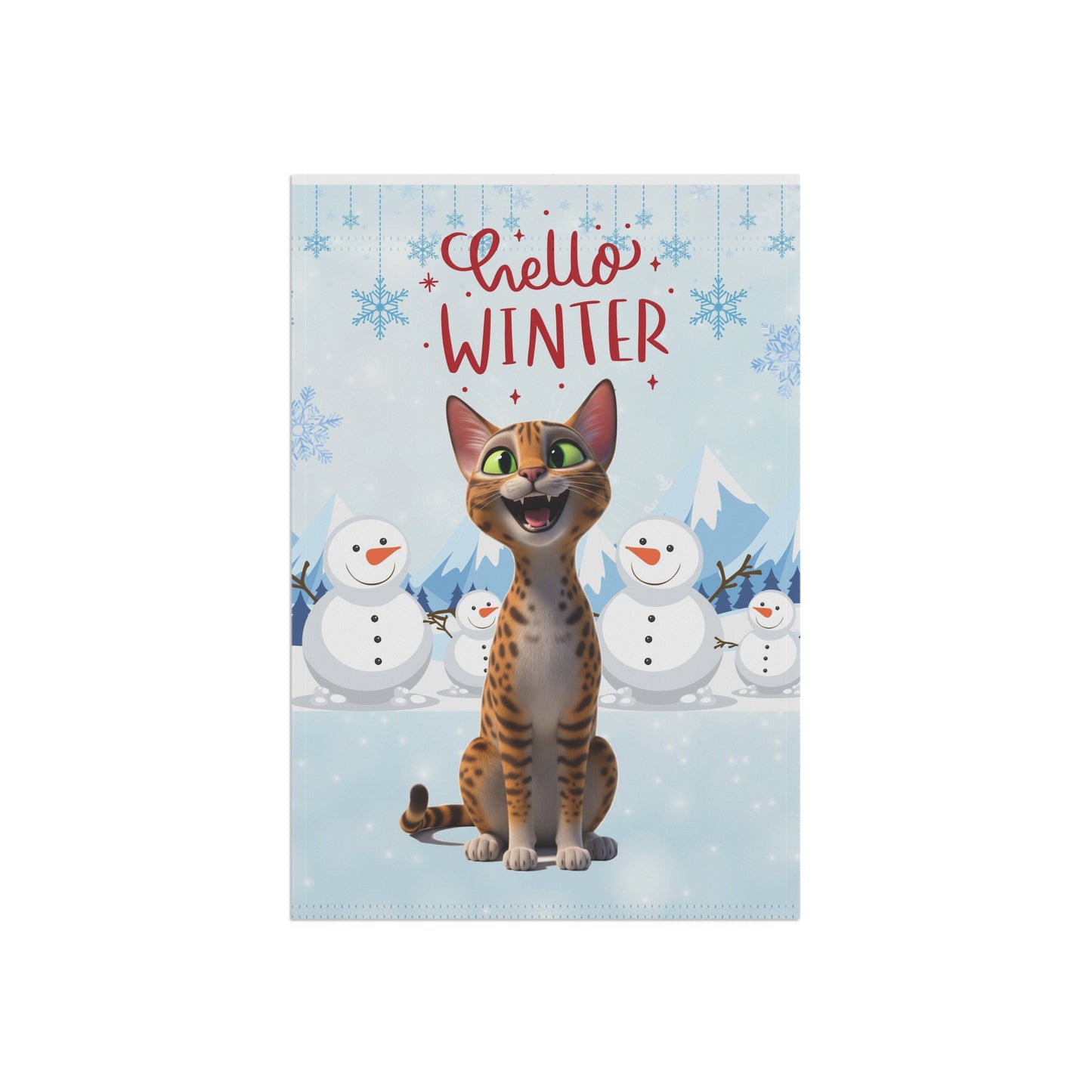 Egyptian Mau Hello Winter Garden Banner