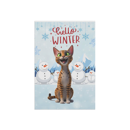 Egyptian Mau Hello Winter Garden Banner