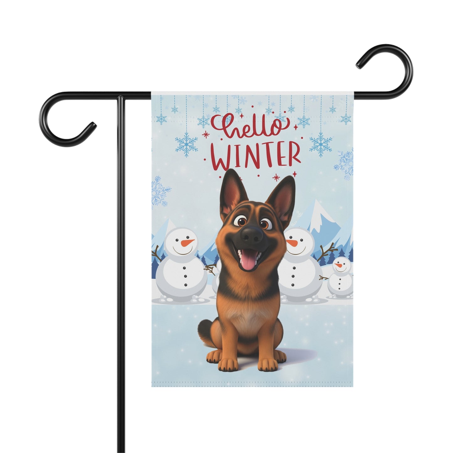 German Shepherd Hello Winter Garden Banner