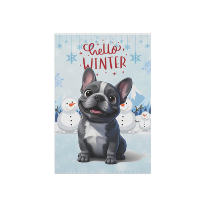 Frenchie Hello Winter Garden Banner