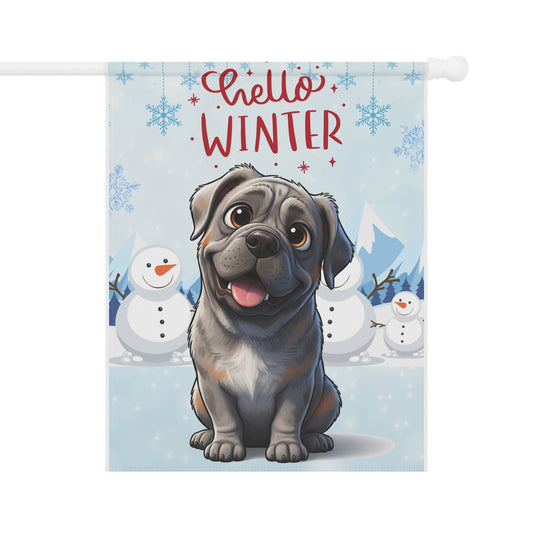 Mastiff Hello Winter Garden Banner