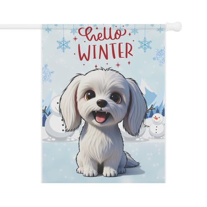 Maltese Hello Winter Garden Banner