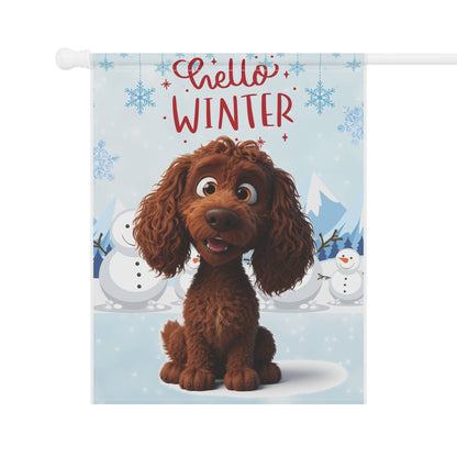 Spaniel Hello Winter Garden Banner