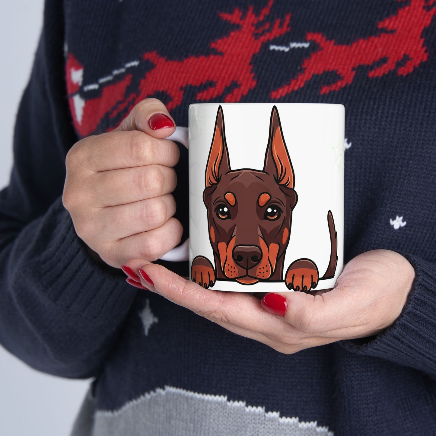 Doberman Peek-a-Boo Mug | Best Doberman Daddy Gift