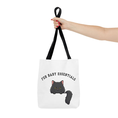 Long hair black cat FurBaby Tote Bag