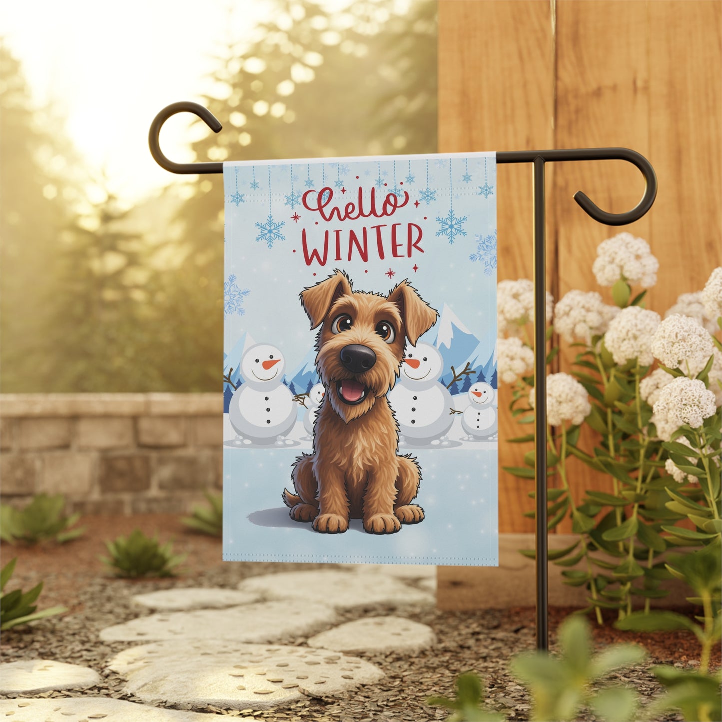 Irish Terrier Hello Winter Garden Banner