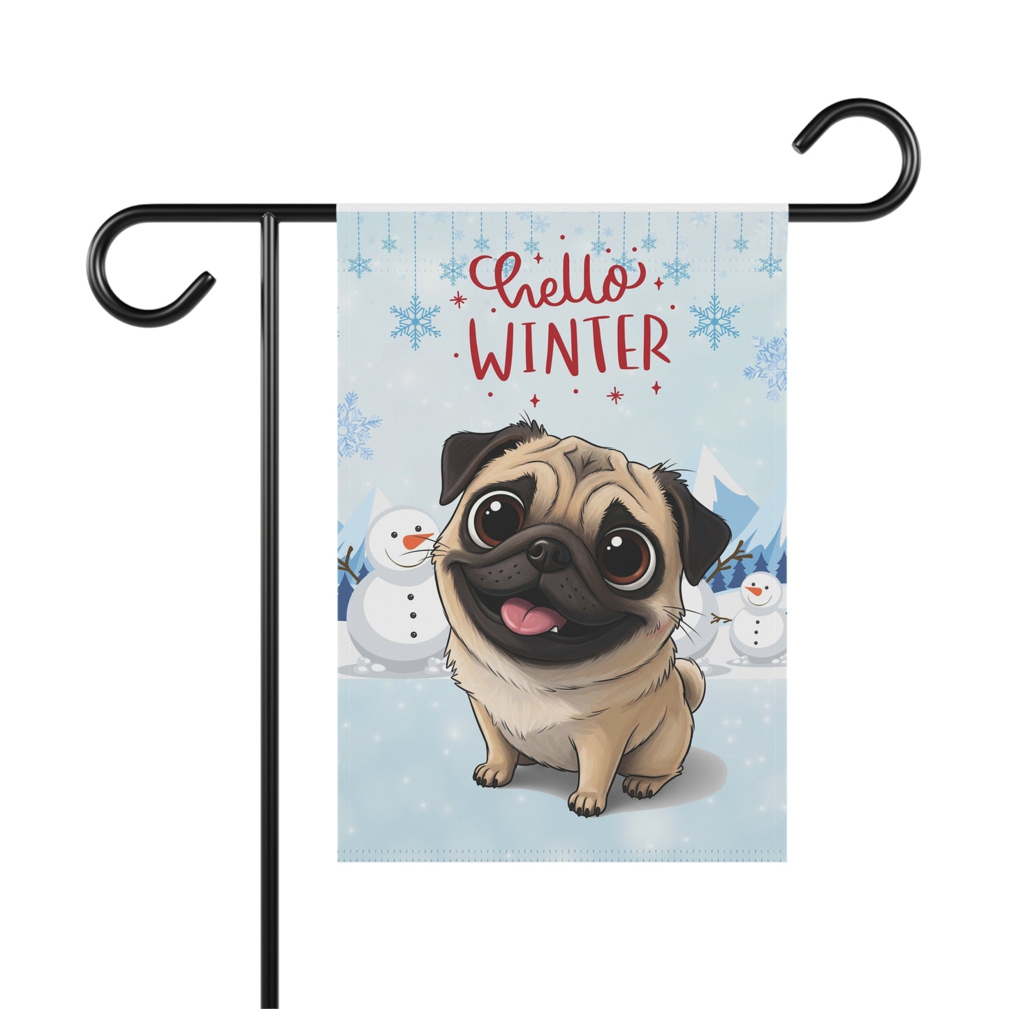 Pug Hello Winter Garden Banner