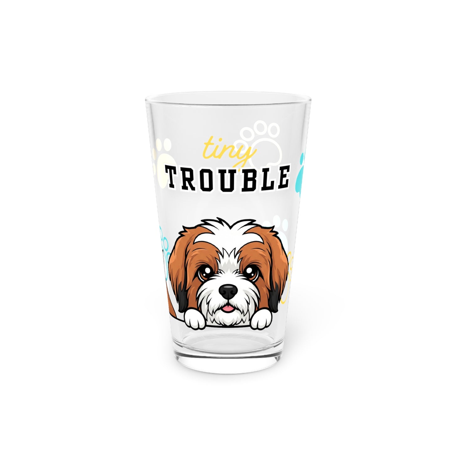 Tibetan Terrier Tiny Trouble Pint Glass