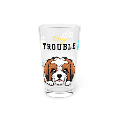 Tibetan Terrier Tiny Trouble Pint Glass