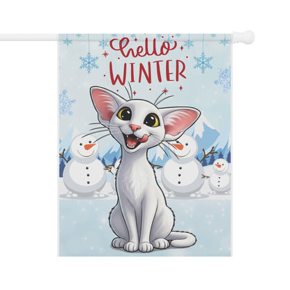 Oriental Shorthair Cat Hello Winter Garden Banner