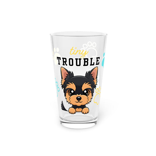 Yorkie Tiny Trouble Pint Glass