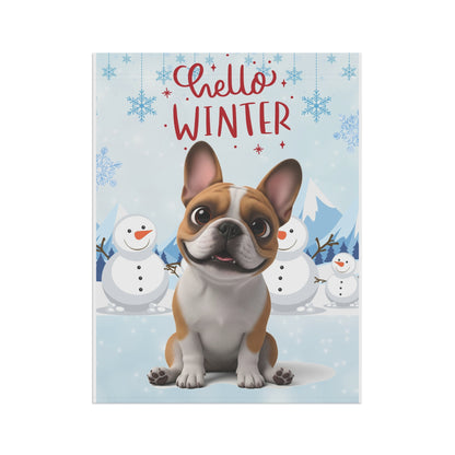 Frenchie Hello Winter Garden Banner