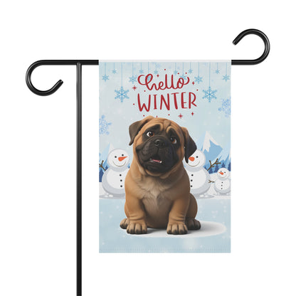 Mastiff Hello Winter Garden Banner
