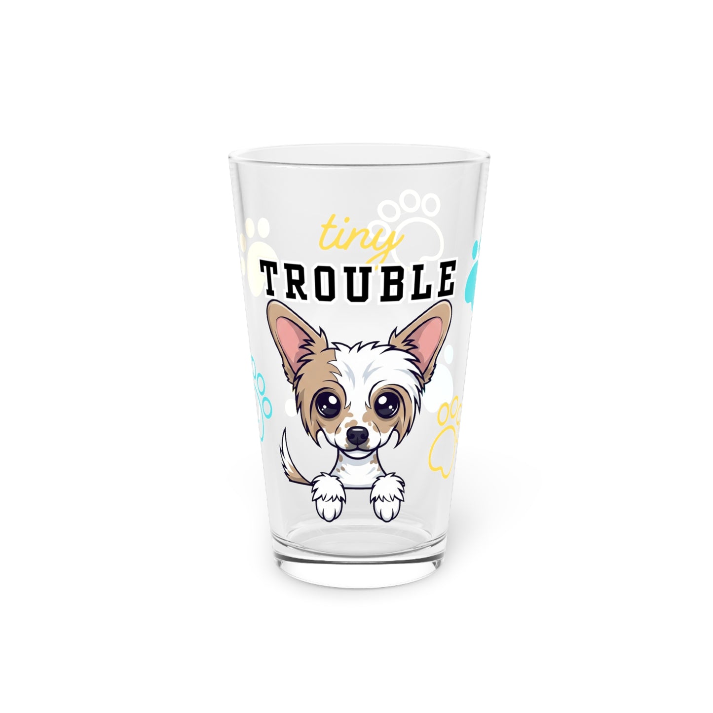Chinese Crested Tiny Trouble Pint Glass