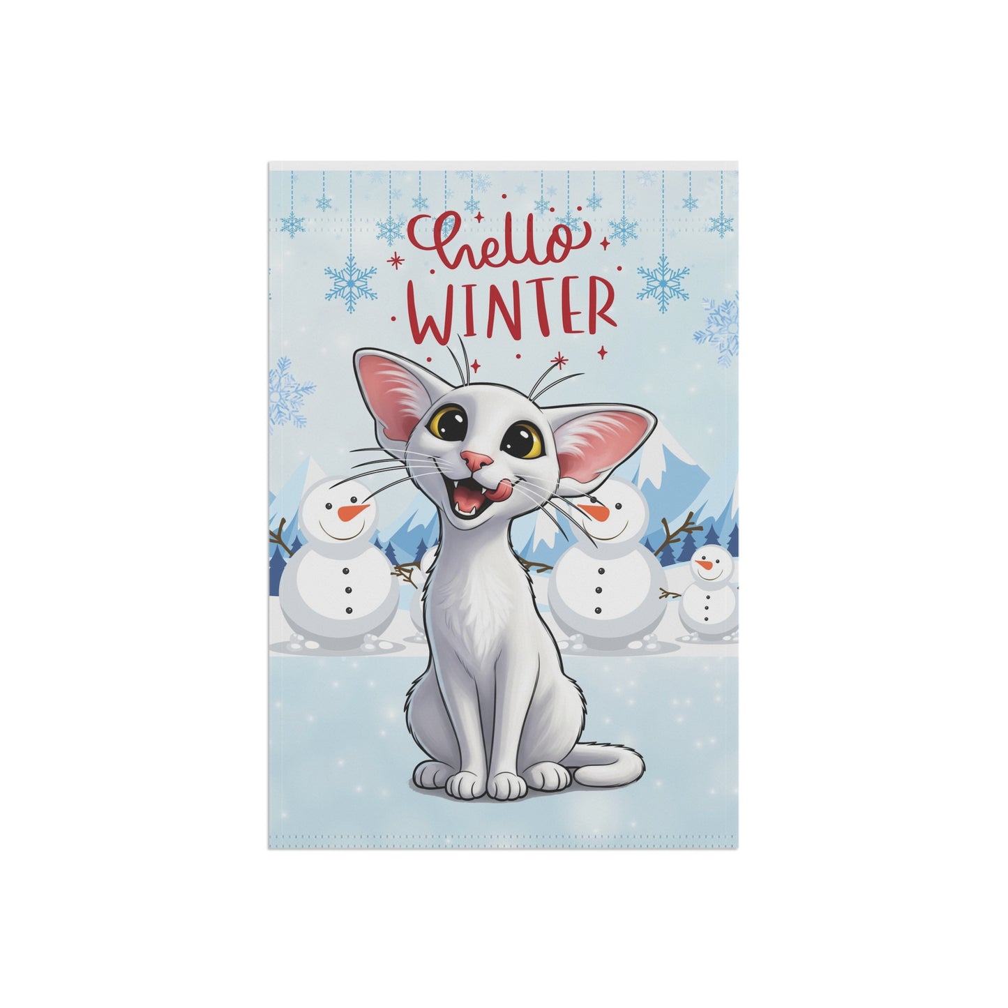 Oriental Shorthair Cat Hello Winter Garden Banner