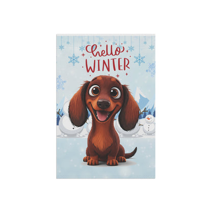 Dacshund Hello Winter Garden Banner