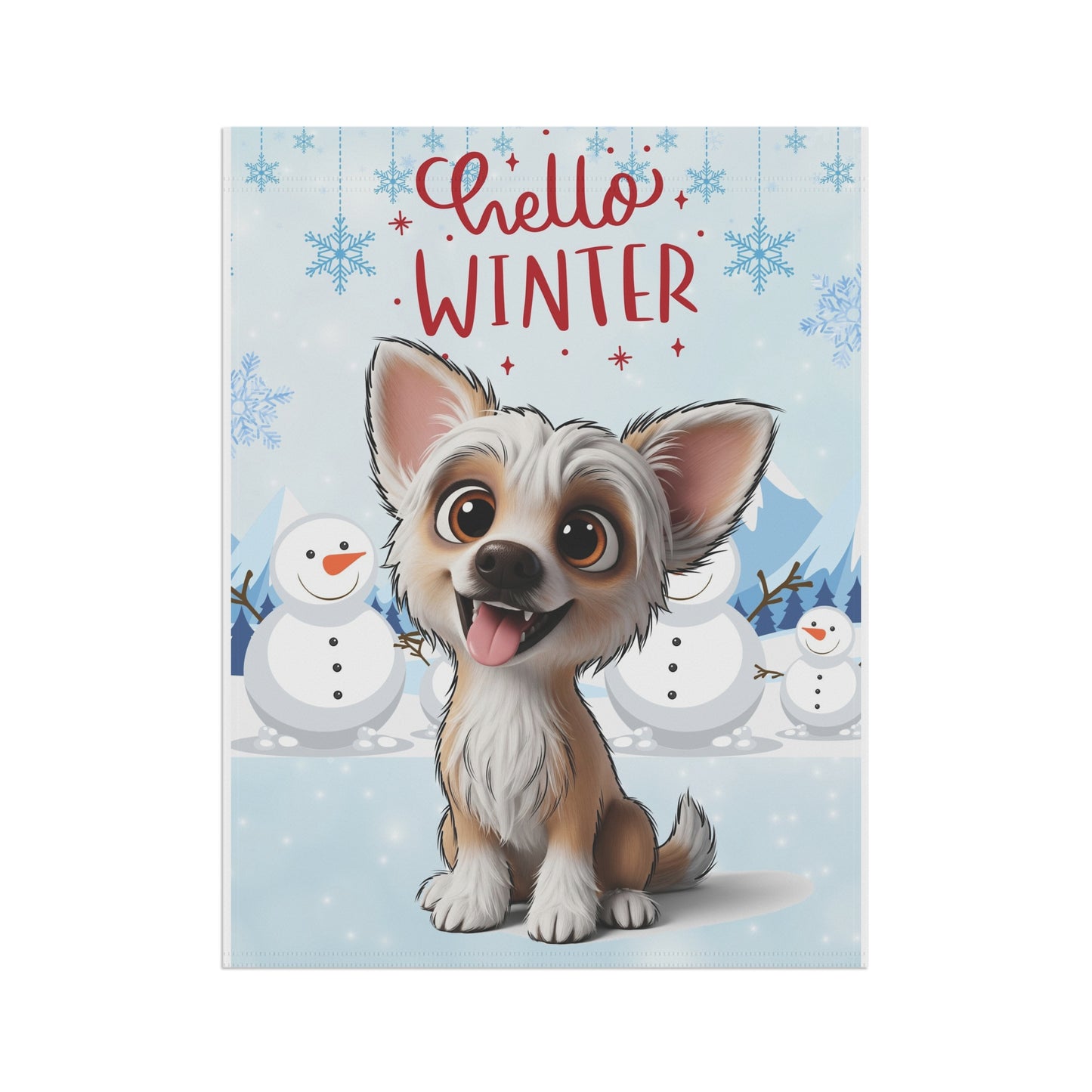 Chinese Crested Hello Winter Garden Banner