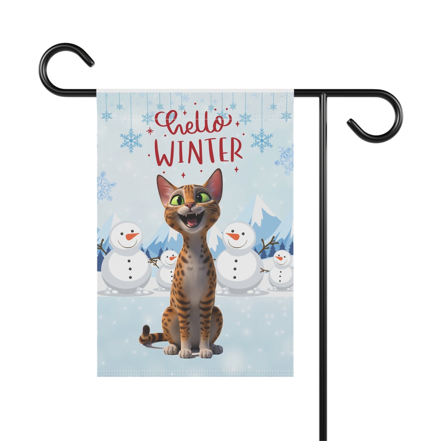 Egyptian Mau Hello Winter Garden Banner