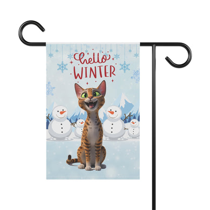 Egyptian Mau Hello Winter Garden Banner