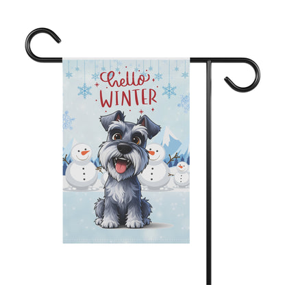 Schnauzer Hello Winter Garden Banner