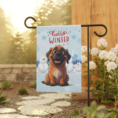 Mastiff Hello Winter Garden Banner
