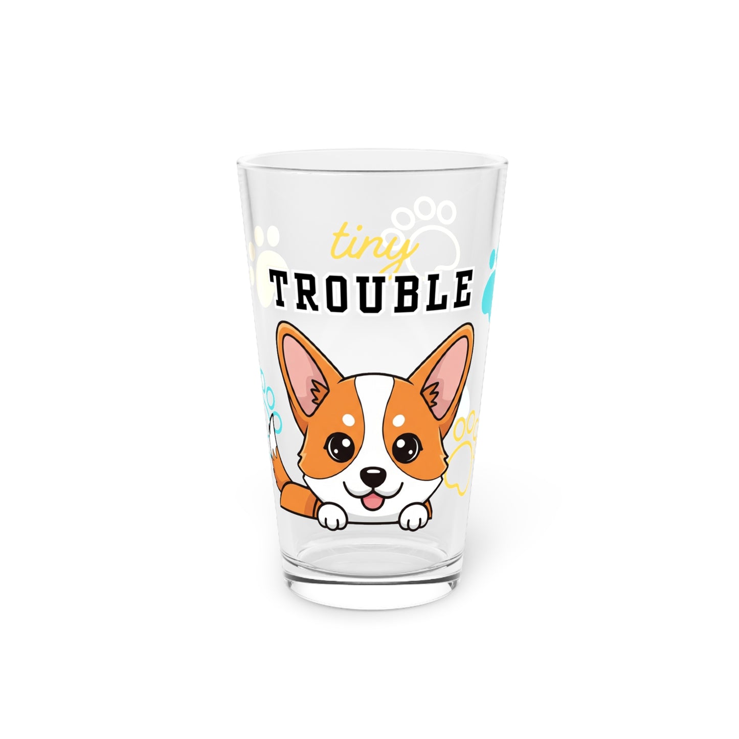 Corgi Tiny Trouble Pint Glass
