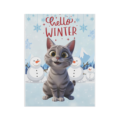 Short hair silver tabby cat Hello Winter Garden Banner