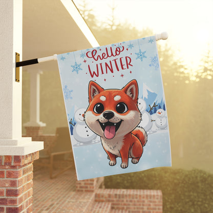 Shiba Hello Winter Garden Banner
