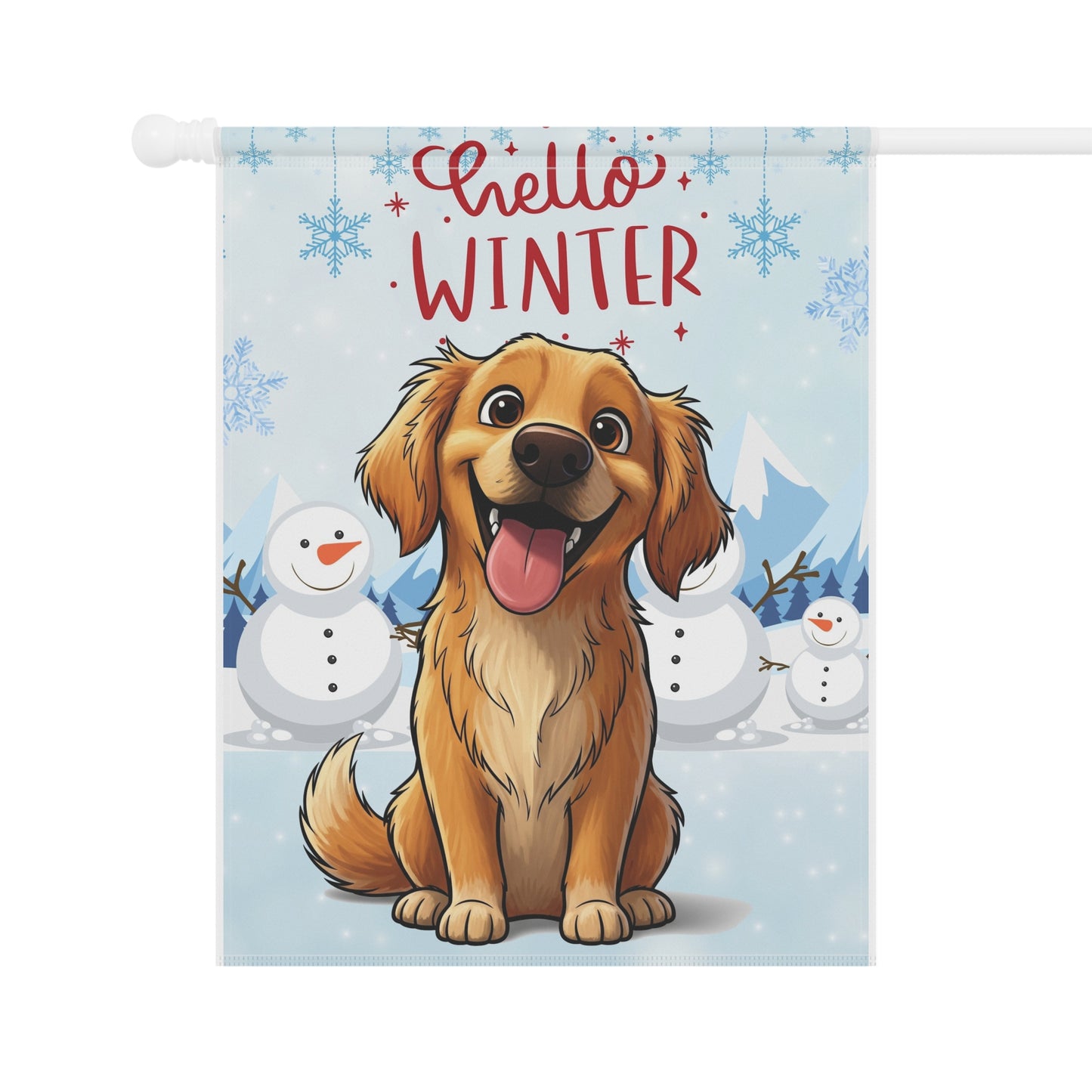 Golden Retriever Hello Winter Garden Banner